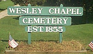 Sign at Wesley Chapel Cemetery, courtesy of Joann Baumgartner, Grove City, Ohio